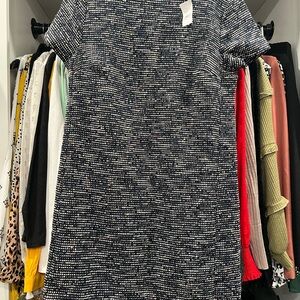 LOFT  Navy and White Tweed Dress
